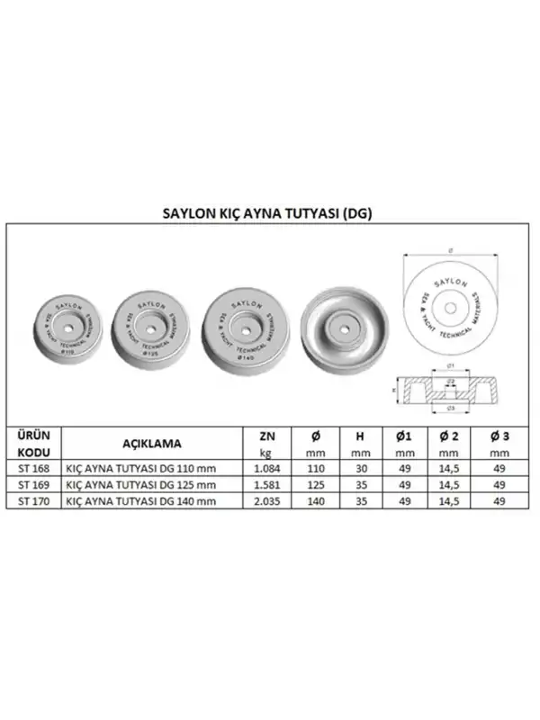 Kıç Ayna Tutyası DG 110 mm