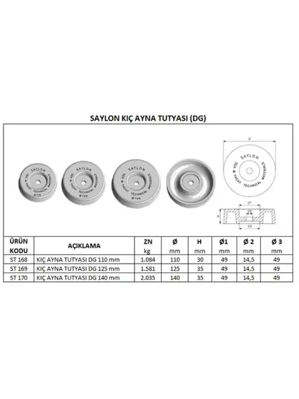 Kıç Ayna Tutyası DG 125 mm