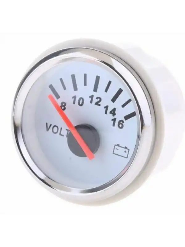 Voltmetre Gösterge Beyaz Marin Renkli Aydınlatma 52mm