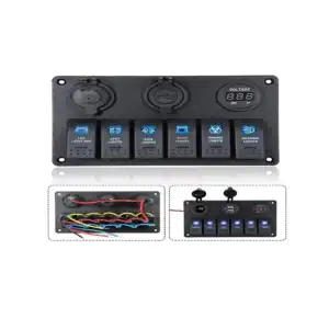 Switch Panel  6lı 12v, USB - Voltmetre 111x180 mm