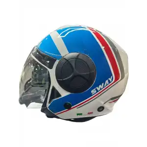 SWAY SW 737 OPEN FACE DOUBLE WHITE BLUE extra large