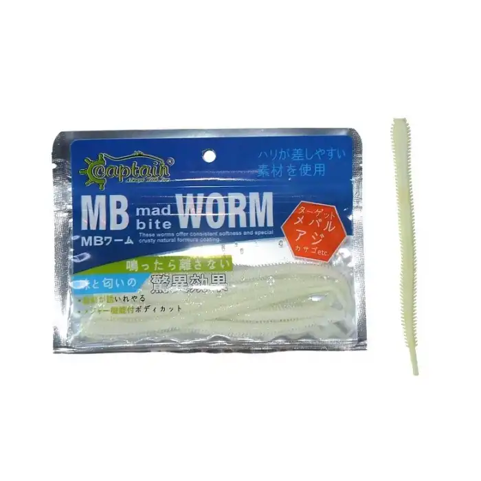 Captain 3456 Mad Bite Worm 10cm Aromalı LRF Silikonu 1.3gr 10lu Paket Glow