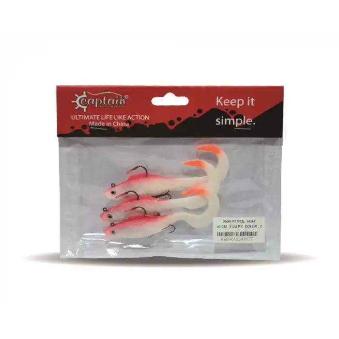 Captain 3559 Pencil Soft 10cm Levrek Silikonu 3lü Suni Balık 2