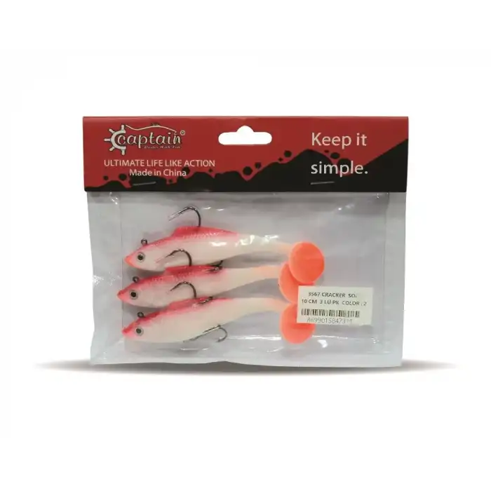 Captain 3567 Cracker Soft 10cm Levrek Turna Silikonu 3lü Set Suni Balık 2