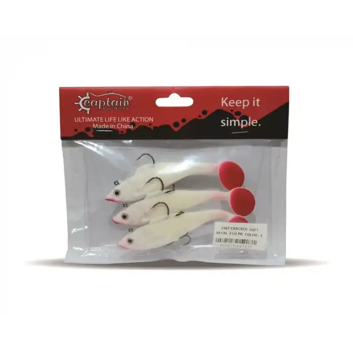 Captain 3567 Cracker Soft 10cm Levrek Turna Silikonu 3lü Set Suni Balık 3