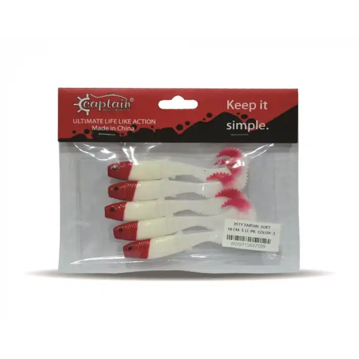 Captain 3571 Taifun Soft 10cm Levrek Silikonu 5li Paket Suni Yem 3