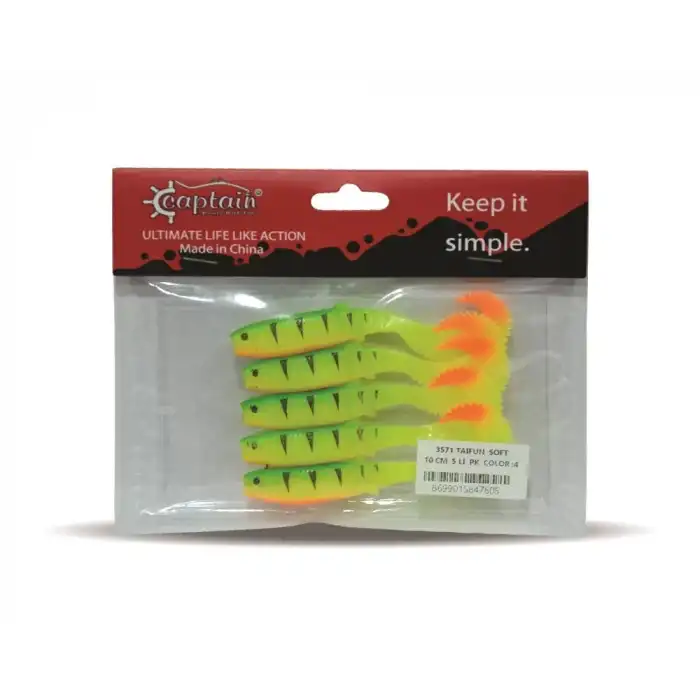 Captain 3571 Taifun Soft 10cm Levrek Silikonu 5li Paket Suni Yem 4
