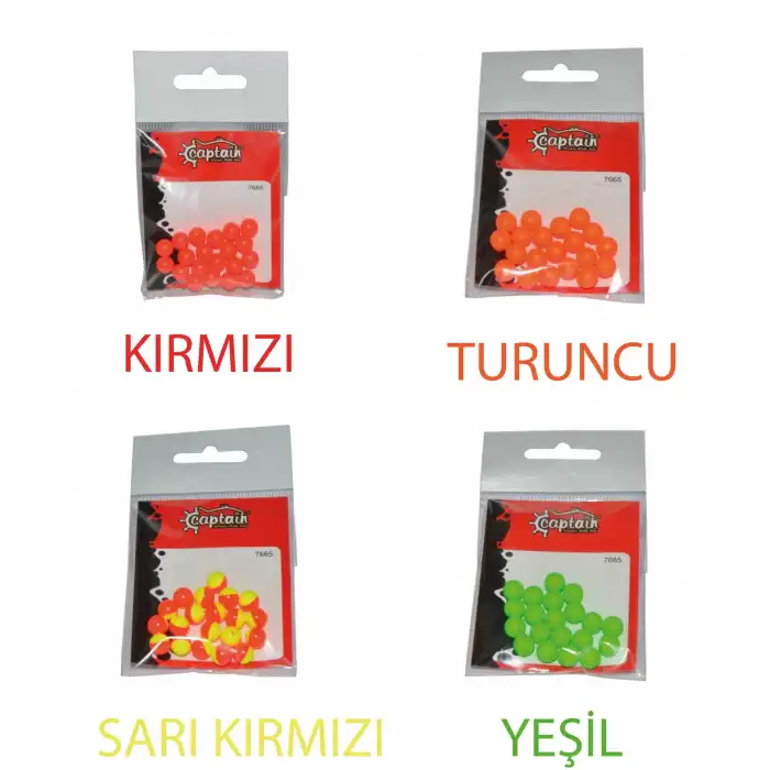 Captain 7665 Renkli Boncuk Yuvarlak 7,5mm Plastik Boncuk 20li Paket Yeşil