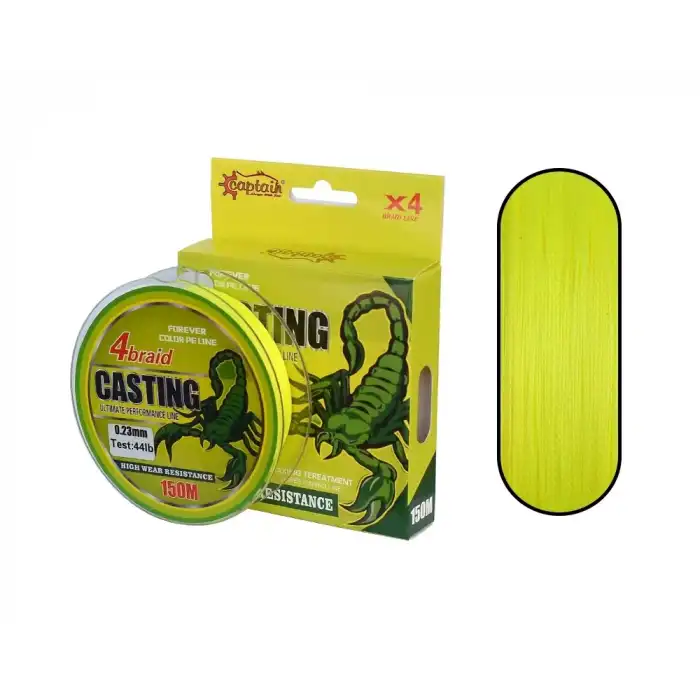 Captain Casting PE 4 Kat Spin İp Misina 150mt Sarı 0.23 mm