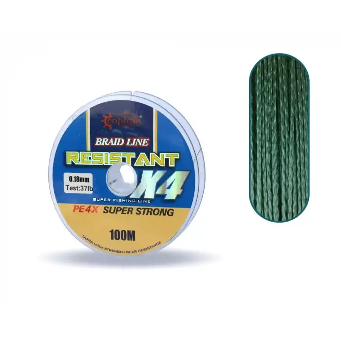 Captain Resistant PE 4 Kat İp Misina 100mt Yeşil 0.18 mm