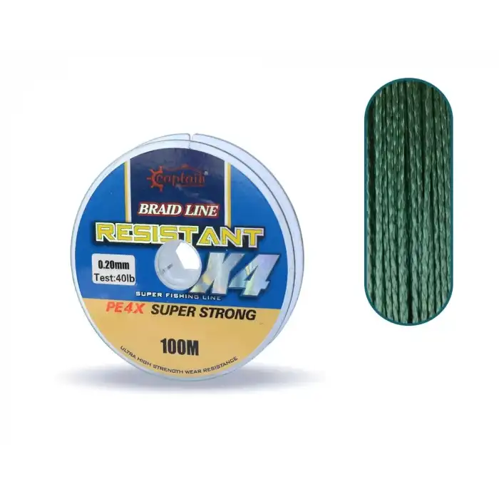Captain Resistant PE 4 Kat İp Misina 100mt Yeşil 0.20 mm