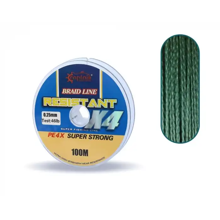 Captain Resistant PE 4 Kat İp Misina 100mt Yeşil 0.25 mm