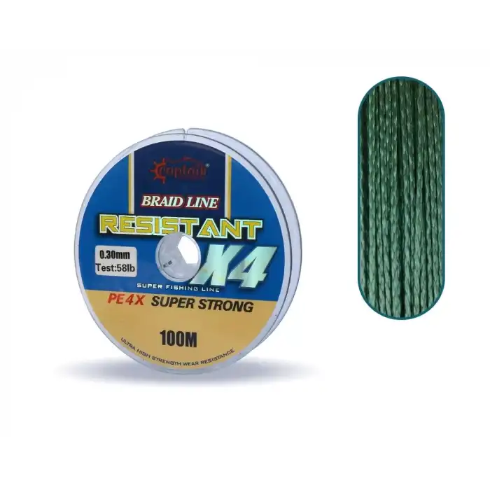 Captain Resistant PE 4 Kat İp Misina 100mt Yeşil 0.30 mm
