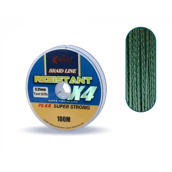 Captain Resistant PE 4 Kat İp Misina 100mt Yeşil 0.35 mm