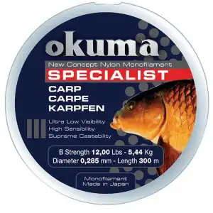 OKUMA CARP 300 MT 12,00 LB 5,45 KG 0,28 MM CAMOU MİSİNA
