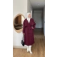 Bordo Kuşaklı Trençkot: Klasik Yaka Tesettür Dış Giyim