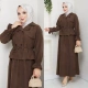 Kadın Kahverengi Tesettür İkili Takım