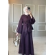 Kadın Mor Kuşaklı Tesettür Elbise