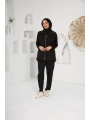 siyah takım ve taşlı kaşe yelekli 3 lü takım