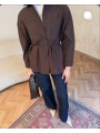 Acı Kahve Belden Bağlamalı Basic Gömlek