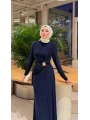 Lacivert Sendi Kumaş Likralı Elbise Modelimiz