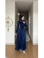 Yeni Sezon Lacivert Saten Kumaş Taşlı Abiye Modelimiz
