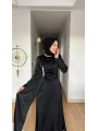 Yeni Sezon Siyah Saten Kumaş Abiye Modelimiz