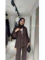 Kahve Rengi Modal Kumaş Pantolonlu Takım Modelimiz