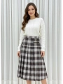 Kahve Rengi Ekose Desenli Lastikli Eteğimiz