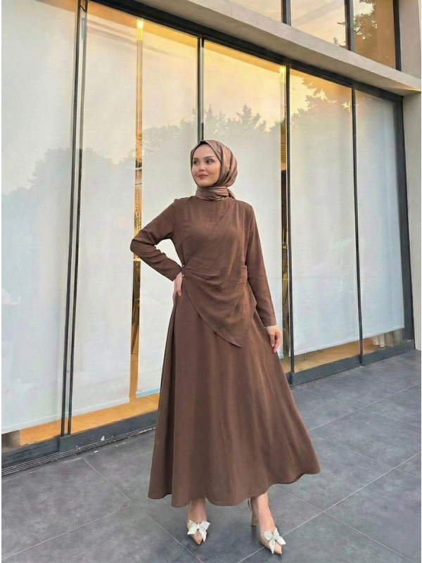 Açık Kahve Yeni Modal Kumaş Elbise Modelimiz
