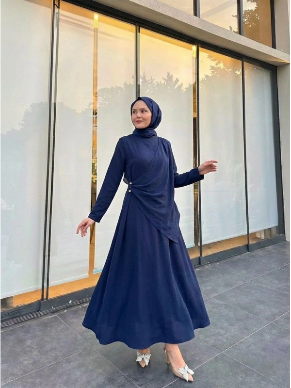 Lacivert Yeni Modal Kumaş Elbise Modelimiz