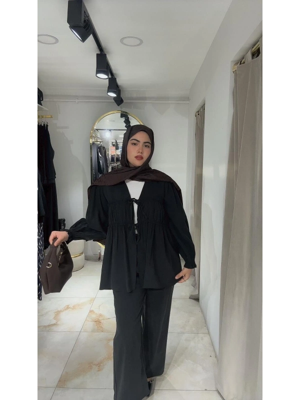 Siyah Modal Kumaş Pantolonlu Takım Modelimiz