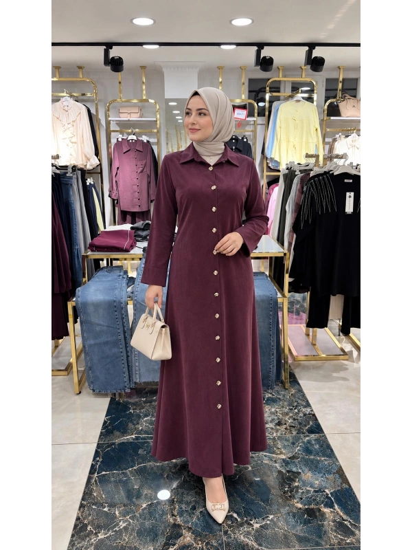 Mürdüm Abaya Görünümlü Elbise Modelimiz