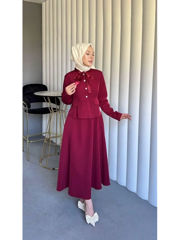 bordo double kumaş takımımız