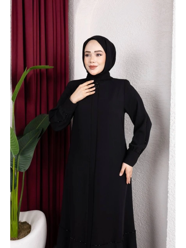Siyah Adriana Kumaş Ferace Modelimiz