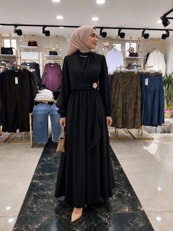 Siyah Modal Kumaş Elbise Modlimiz