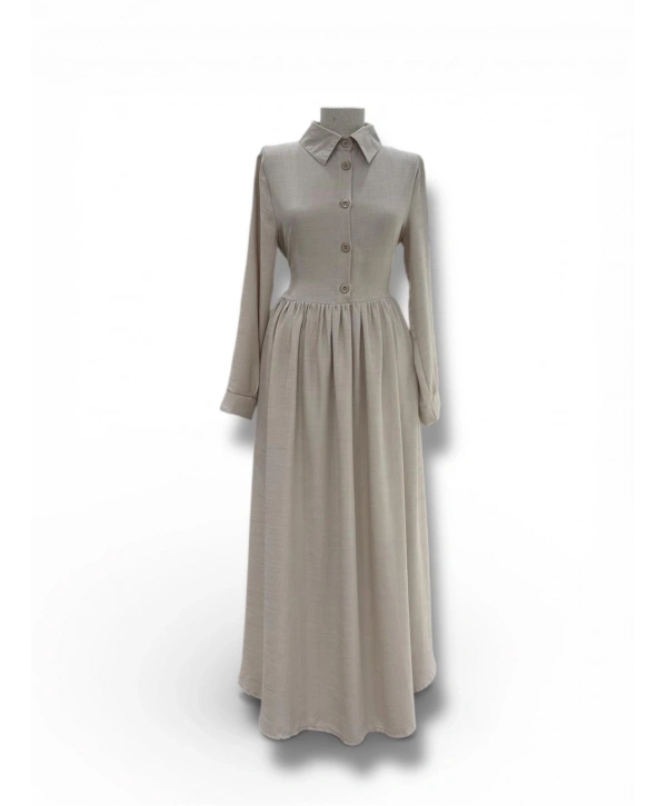 Taş Rengi Arkadan Bağlamalı Elbise Modelimiz