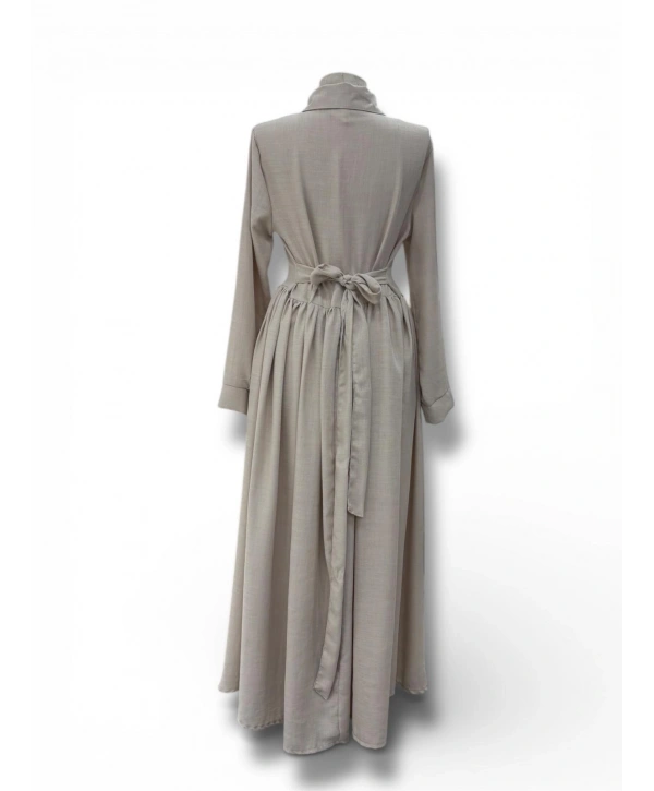 Taş Rengi Arkadan Bağlamalı Elbise Modelimiz