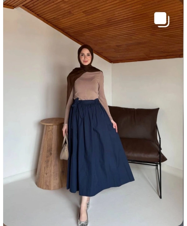Lacivert Torino Kumaş Etek Modelimiz