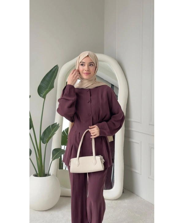 Mürdüm Belden Bağlamalı Tensel Kumaş Takım Modelimiz