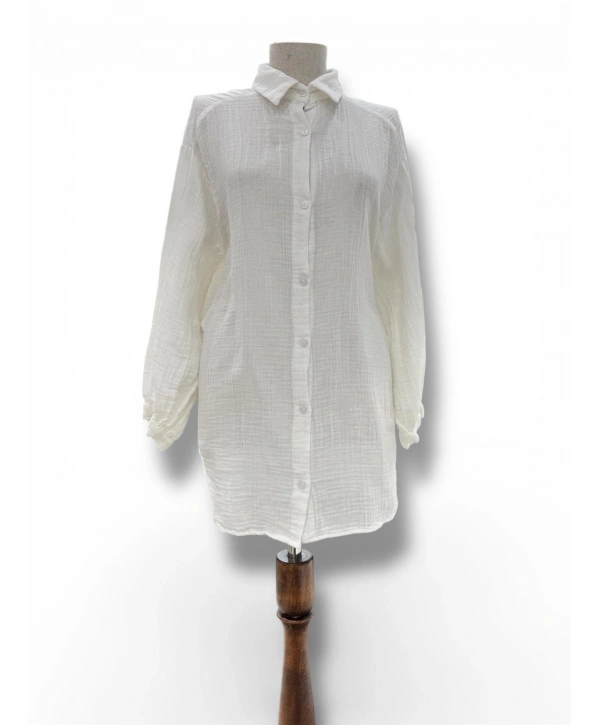 Beyaz Müslüm Kumaş Yazlık Gömlek Modelimiz