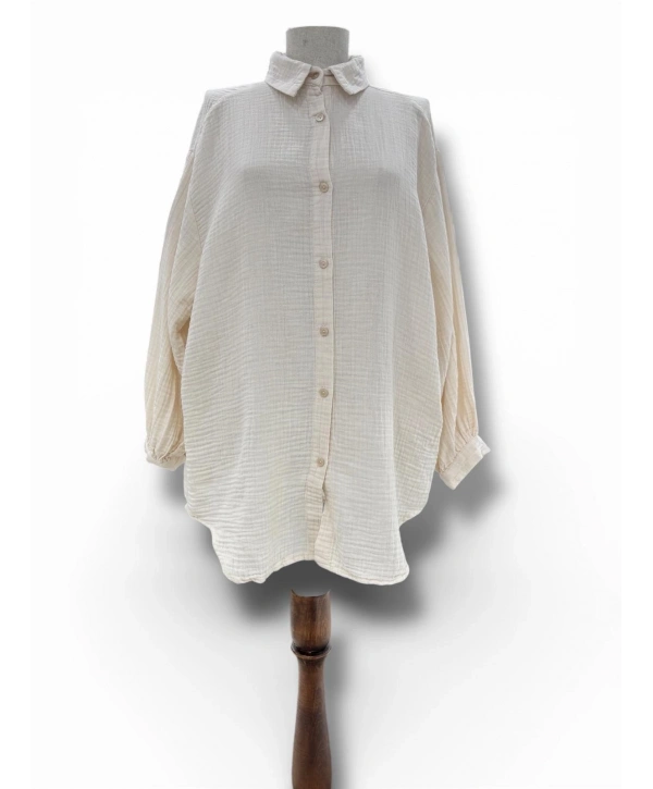 Bej Müslüm Kumaş Yazlık Gömlek Modelimiz