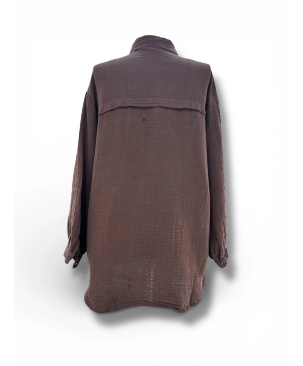 Kahverengi Müslüm Kumaş Yazlık Gömlek Modelimiz