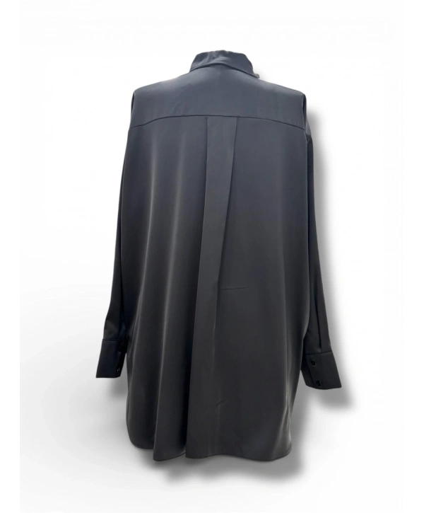Siyah Oversize Saten Kumaş Gömlek Modelimiz