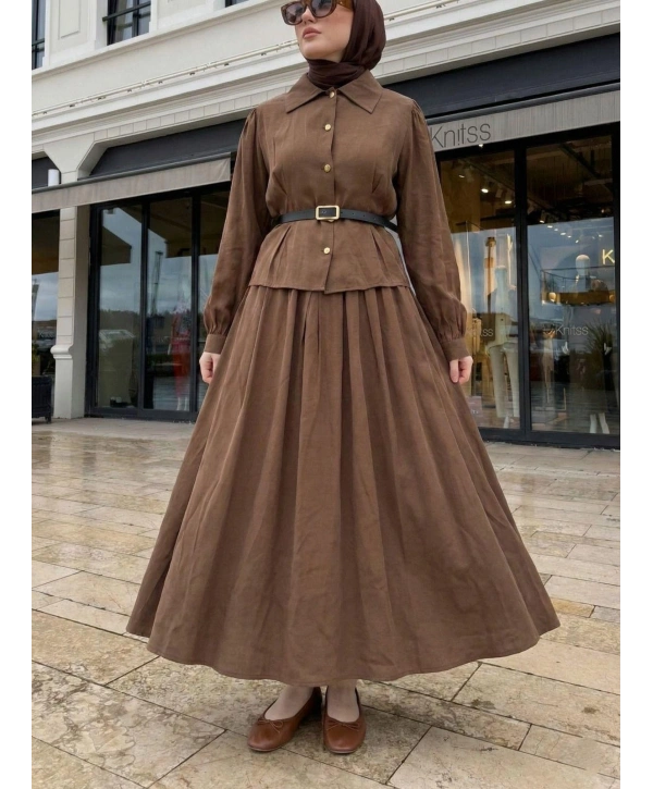 Sütlü Kahve Modal Kumaş Takım Modelimiz