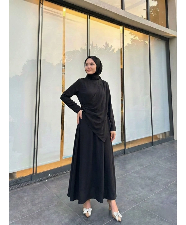Siyah Yeni Modal Kumaş Elbise Modelimiz