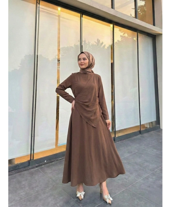 Açık Kahve Yeni Modal Kumaş Elbise Modelimiz