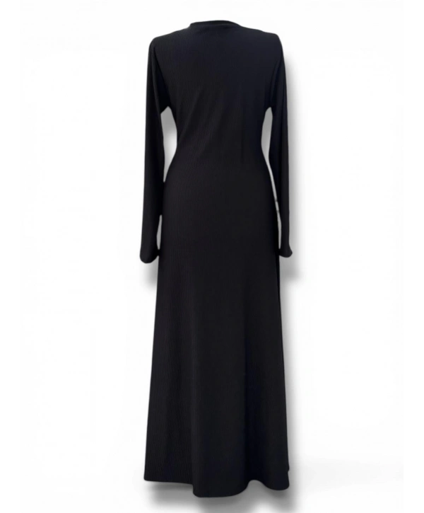 Siyah Ottoban Kumaş Önden Bağlamalı Elbise Modelimiz