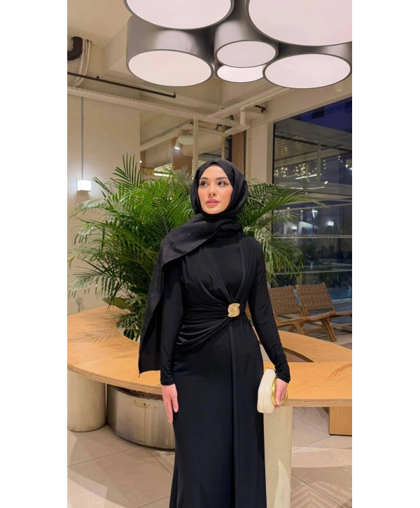 Siyah Sendi Kumaş Elbise Modelimiz