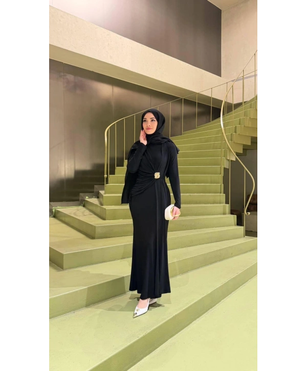 Siyah Sendi Kumaş Elbise Modelimiz